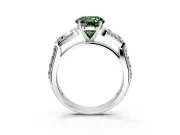 Channel-Set Engagement Ring Setting for Fancy Green Round Cut Center with Baguette Band and Prong Head in Platinum
