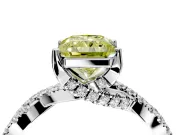 Solitaire Engagement Ring Setting for Fancy Yellow Radiant Cut Center with Narrow Twist Pave Band and Prong Head in Platinum