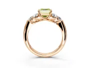 Cluster Engagement Ring Setting for Fancy Yellow Asscher Cut Center with Round Cut Accent Frame and Prong Head in Rose Gold