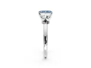 Solitaire Engagement Ring Setting for Fancy Blue Radiant Cut Center with Plain Band and Tulip Prong Head in Sterling Silver