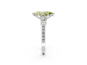 3 Stone Engagement Ring Setting for Fancy Yellow Marquise Center with Round Cut Side Accents and Prong Head in Sterling Silver