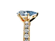 Solitaire Engagement Ring Setting for Fancy Blue Pear-Shaped Center with Single Row Accent Band and Prong Head in Yellow Gold