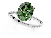Solitaire Engagement Ring Setting for Fancy Green Oval Center with 2-Strand Rope Twist Band and Prong Head in White Gold