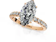 Open Basket Engagement Ring Setting for Marquise Center with Pave Band and Prong Head in Rose Gold