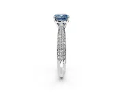 Solitaire Engagement Ring Setting for Fancy Blue Cushion Cut Center with Multi-Row Accents and Prong Head in Sterling Silver