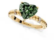 Rope Engagement Ring Setting for Fancy Green Heart-Shaped Center with Accent Shoulders and Prong Head in Yellow Gold