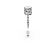 Cathedral Engagement Ring Setting for Princess Cut Center with Antique-Style Pave Band and Prong Head in Sterling Silver