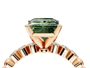 Solitaire Engagement Ring Setting for Fancy Green Princess Cut Center with Bezel-Dot Beaded Band and Prong Head in Rose Gold