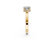 Hidden Halo Engagement Ring Setting for Cushion Cut Center with Wide Flat Plain Band and Prong Head in Yellow Gold