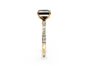 Solitaire Engagement Ring Setting for Fancy Black Princess Cut Center with Pave Accents and Prong Head in Yellow Gold