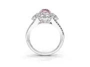 Halo Engagement Ring Setting for Fancy Pink Marquise Center with Two-Strand Split Shank and Prong Head in Platinum