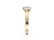Solitaire Engagement Ring Setting for Radiant Cut Center with Carved Leaf Shoulders and Prong Head in Yellow Gold
