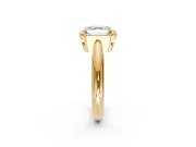 Halo Engagement Ring Setting for Asscher Cut Center with Tapered Plain Band and Prong Head in Yellow Gold