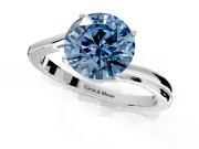 Solitaire Engagement Ring Setting for Fancy Blue Round Cut Center with Plain Bypass Twist Band and Prong Head in Sterling Silver
