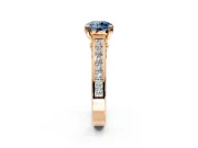 Solitaire Engagement Ring Setting for Fancy Blue Round Cut Center with Channel Band and Double Claw Prong Head in Rose Gold