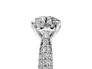 Solitaire Engagement Ring Setting for Round Cut Center with Multi-Row Accents and Prong Head in Platinum