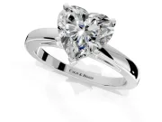 Solitaire Engagement Ring Setting for Heart-Shaped Center with Basket Rail and Prong Head in Platinum