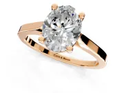 Solitaire Engagement Ring Setting for Oval Center with Tapered Shoulders and Prong Head in Rose Gold