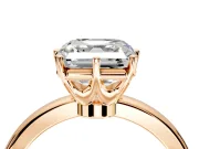 Solitaire Engagement Ring Setting for Asscher Cut Center with Plain Band and Tulip Prong Head in Rose Gold