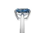 Solitaire Engagement Ring Setting for Fancy Blue Emerald Cut Center with Open Cathedral Shoulders and Prong Head in Platinum