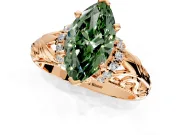 Solitaire Engagement Ring Setting for Fancy Green Marquise Center with Filigree Accent Basket and Prong Head in Rose Gold