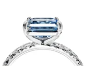 Solitaire Engagement Ring Setting for Fancy Blue Asscher Cut Center with Shared-Prong Accents and Prong Head in Platinum