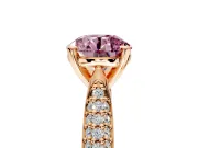 Solitaire Engagement Ring Setting for Fancy Pink Round Cut Center with Multi-Row Accents and Prong Head in Rose Gold