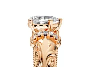 Solitaire Engagement Ring Setting for Pear-Shaped Center with Filigree Accent Basket and Prong Head in Rose Gold
