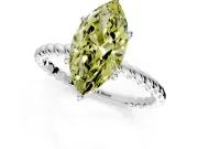Solitaire Engagement Ring Setting for Fancy Yellow Marquise Center with Plain Twisted Rope Band and Prong Head in Sterling Silver