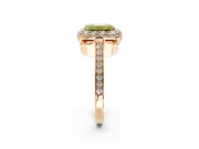 Floral Halo Engagement Ring Setting for Fancy Yellow Emerald Cut Center with Large Halo Accents and Prong Head in Rose Gold
