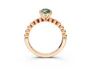 Solitaire Engagement Ring Setting for Fancy Green Pear-Shaped Center with Bezel-Dot Beaded Band and Prong Head in Rose Gold