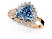 Starburst Halo Engagement Ring Setting for Fancy Blue Heart-Shaped Center with Flat Cathedral Band and Prong Head in Rose Gold
