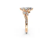 Solitaire Engagement Ring Setting for Marquise Center with Marquise Accent Twist Band and Prong Head in Rose Gold
