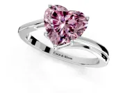Solitaire Engagement Ring Setting for Fancy Pink Heart-Shaped Center with Plain Bypass Twist Band and Prong Head in Sterling Silver