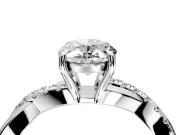 Crossover Engagement Ring Setting for Oval Center with Pave and Plain Strands and Prong Head in Platinum