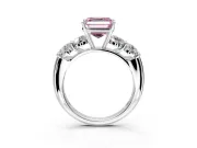 5 Stone Engagement Ring Setting for Fancy Pink Asscher Cut Center with Graduated Accents and Prong Head in Sterling Silver