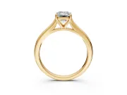 Solitaire Engagement Ring Setting for Emerald Cut Center with Narrow Cathedral Band and Prong Head in Yellow Gold