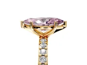 Solitaire Engagement Ring Setting for Fancy Pink Marquise Center with Round Cut Pave Band and Prong Head in Yellow Gold