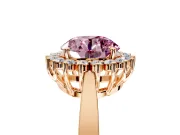 Starburst Halo Engagement Ring Setting for Fancy Pink Round Cut Center with Flat Cathedral Band and Prong Head in Rose Gold