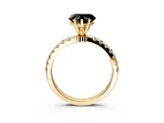 Open Basket Engagement Ring Setting for Fancy Black Heart-Shaped Center with Pave Band and Prong Head in Yellow Gold