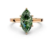 Solitaire Engagement Ring Setting for Fancy Green Marquise Center with Basket Rail and Prong Head in Rose Gold