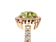 Halo Engagement Ring Setting for Fancy Yellow Round Cut Center with Inner Milgrain Border and Prong Head in Rose Gold