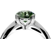 Solitaire Engagement Ring Setting for Fancy Green Round Cut Center with Reverse Tapered Band and Prong Head in Platinum