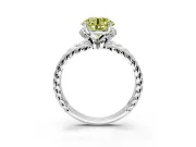 Halo Engagement Ring Setting for Fancy Yellow Round Cut Center with Rope Twist Split Shank and Prong Head in Platinum