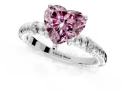 Rope Engagement Ring Setting for Fancy Pink Heart-Shaped Center with Accent Shoulders and Prong Head in Sterling Silver