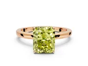 Solitaire Engagement Ring Setting for Fancy Yellow Radiant Cut Center with Fine Wire Band and Prong Head in Rose Gold