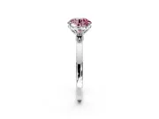 Solitaire Engagement Ring Setting for Fancy Pink Round Cut Center with Thin Rounded Plain Band and Prong Head in White Gold