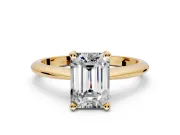 Solitaire Engagement Ring Setting for Emerald Cut Center with Knife Ridge Band and Claw Prong Head in Yellow Gold