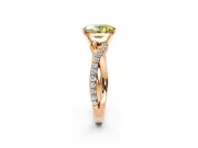 Crossover Engagement Ring Setting for Fancy Yellow Oval Center with Pave and Plain Strands and Prong Head in Rose Gold