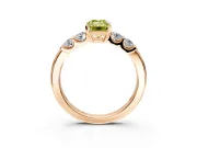 5 Stone Engagement Ring Setting for Fancy Yellow Emerald Cut Center with Plain Band and Prong Head in Rose Gold